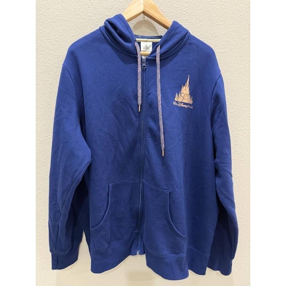 Walt Disney World 50th Anniversary Hoodie Blue Zip Up Castle Mickey 3X
